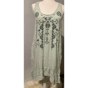 Soft Surroundings embroidered mini dress crouched back top boho with pockets M